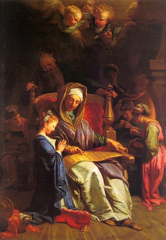 JOUVENET, Jean-Baptiste The Education of the Virgin sf Sweden oil painting art